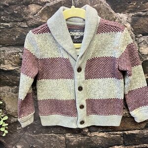 OshKosh B'gosh Gray and Maroon Striped Sweater